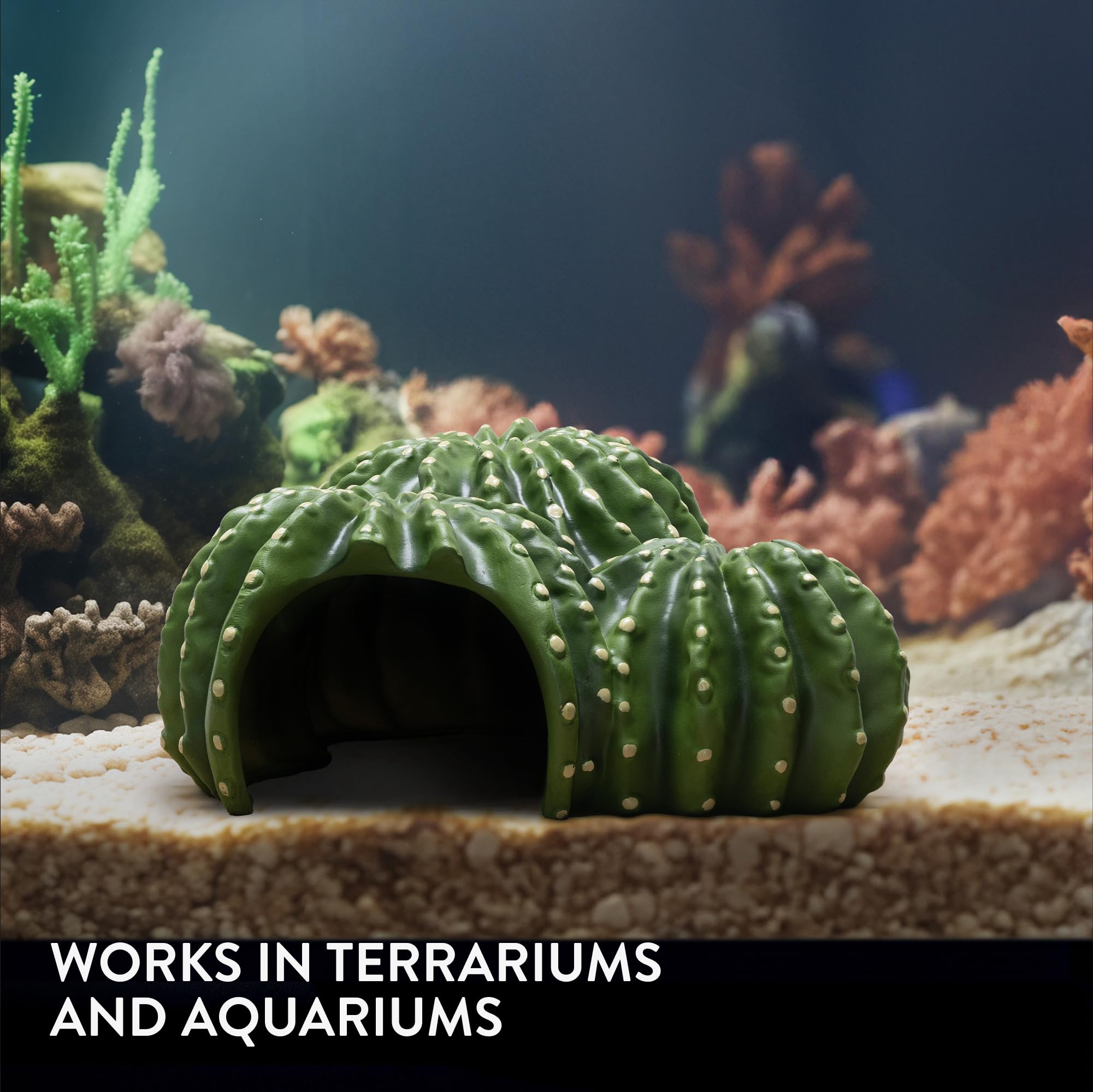 Navaris Dekoracja kaktusa - schronisko do terrarium i akwarium dla żółwi wodnych lub lądowych - Geckos Snakes Tarantule - Akcesoria do żółwi akwariowych z żywicy