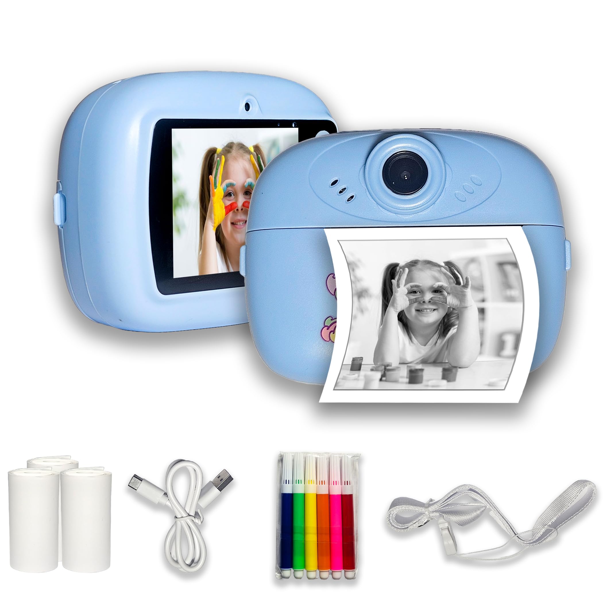 VikriDA Instant Print Camera for Kids | Digital Camera with 1080P Videos, Portable Instant Camera Printer Toy - Purple