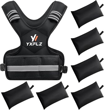 سترة مرجحة للنساء والرجال، Yxflz 21-32 رطلاً أوزان قابلة للتعديل مع 6 مكاوي وسترة كبيرة الوزن للتمرينات المنزلية والقوة والجري واللياقة البدنية