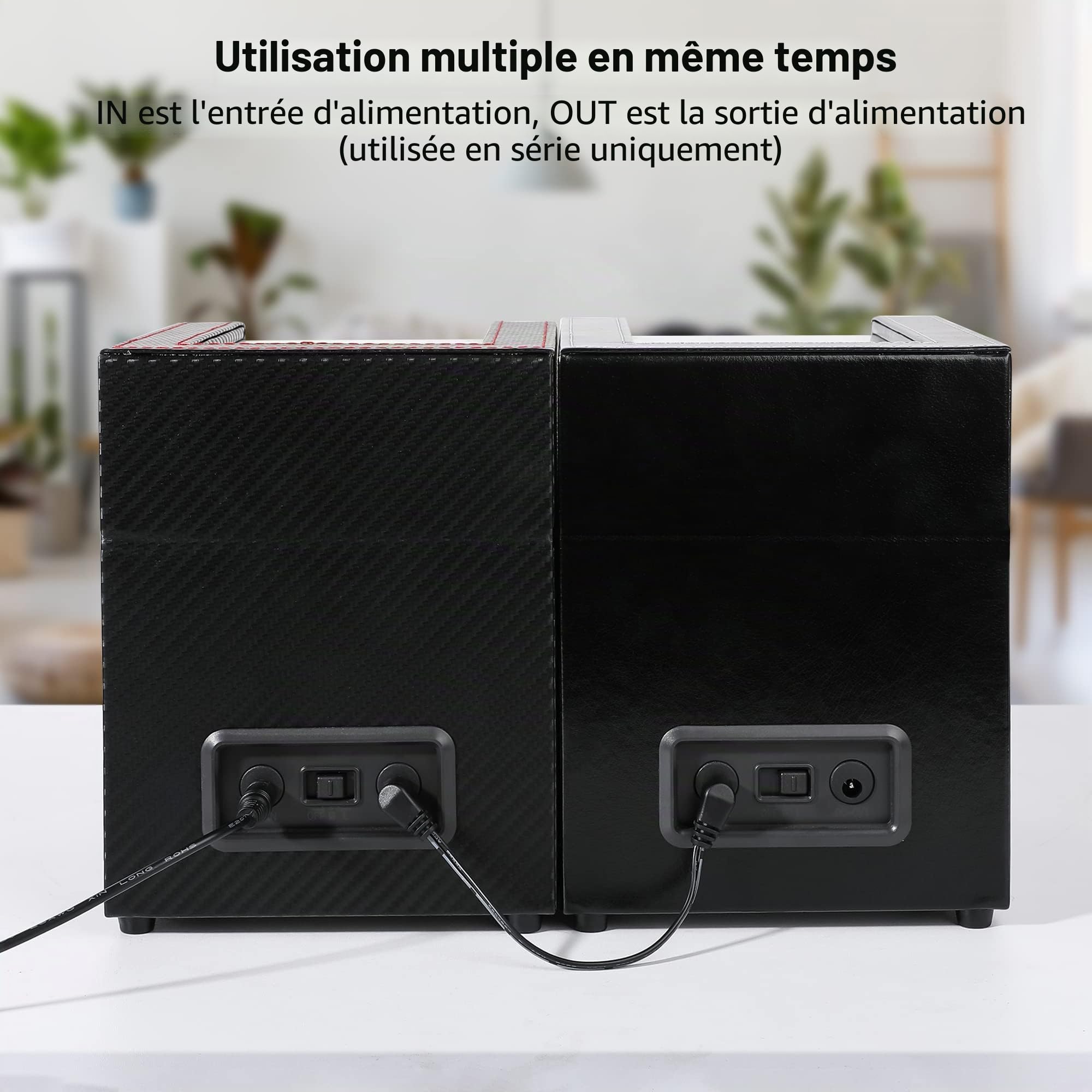 Remontoir Automatique pour 2 Montres automatiques, câble de Charge USB, boîtier de Montre en Cuir synthétique avec Moteur Silencieux, Noir