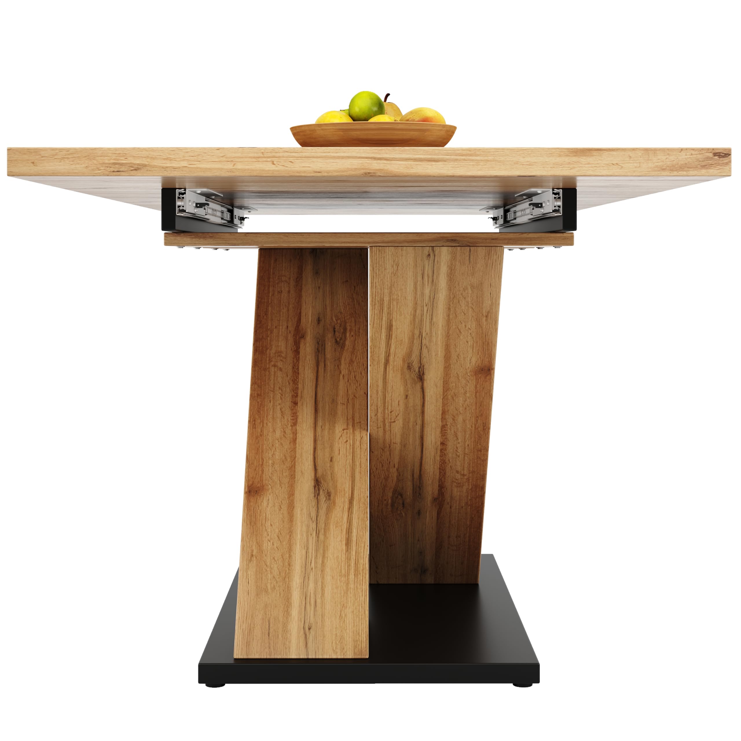 KAZZIO Tavolo da Pranzo Telescopico, Tavolo da Cucina, Tavolo Allungabile, con Ripiani Interni Allungabile Fino a 119-158,5 cm, Per Cucina e Soggiorno, Tavolo da Pranzo Color Legno