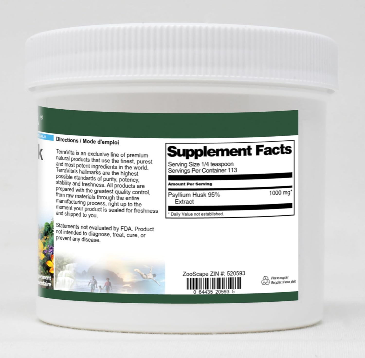 Psyllium Husk 95% Extract Powder (4 oz, ZIN: 520593) - 3 Pack