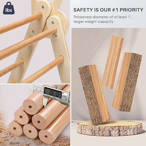 Miniatura 4 de BlueWood Pikler Triangle Set Rainbow Pikler Climbing Set para niños pequeños, juguetes plegables de escalada para bebés, juego de escalada