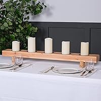 Vista 5 de Stratton Home Decor Candelabro rectangular con madera natural y acabado de metal negro, pieza decorativa rústica para sala de estar, pasillo
