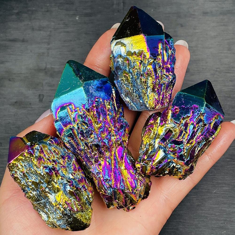 Amazon.co.jp: レインボーエンジェルオーラクォーツ電気メッキ