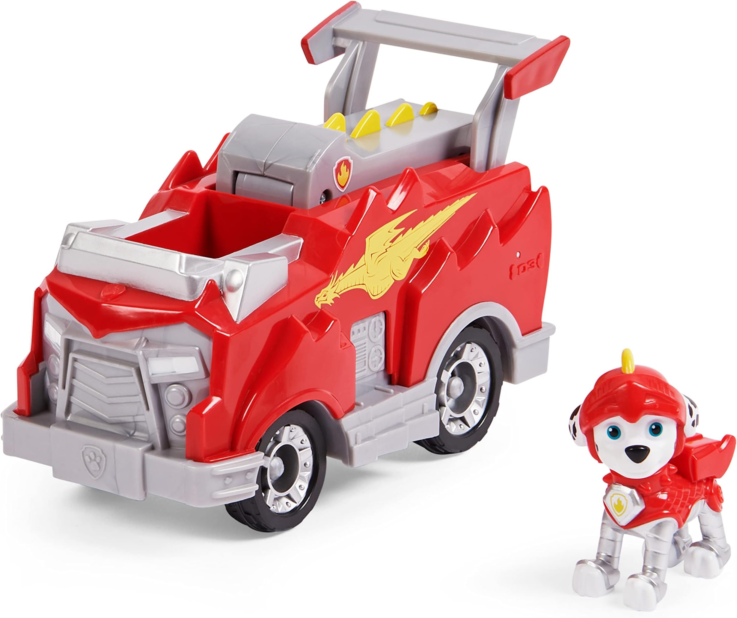 PAW PATROL Rescue Knights Marshall Transforming Toy Car with Collectible Action Figure, Kids’ Toys for Ages 3 and up