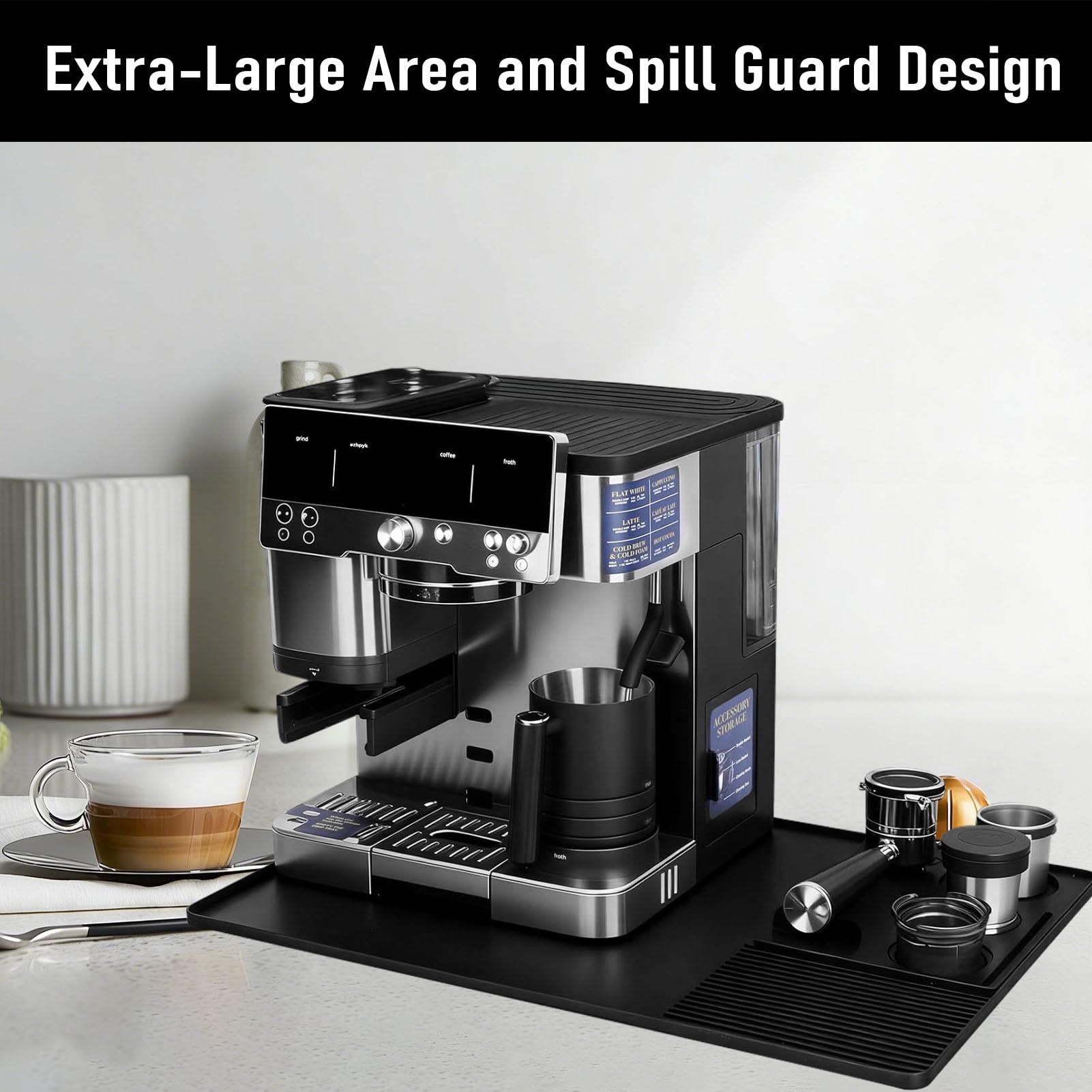 HAIWILL 3 Stück Barista Zubehör für Ninja Luxe Premier ES601EU/ES701EU, Unterlage Kaffeemaschine+ Tamperstation+ Obermatte für Ninja Luxe Cafe Zubehör, 60x40 cm Silikonmatte Kaffeemaschine