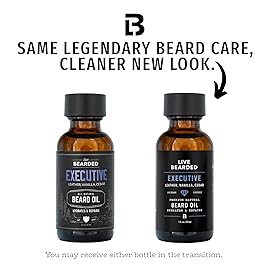 Live Bearded Beard Oil, 1 fl oz - Premium All-Natural Jojoba - Made in the USA - Hair and Skin Care for Men with Dry, Flaky Patches | Executive Scent - Cedar, Vanilla