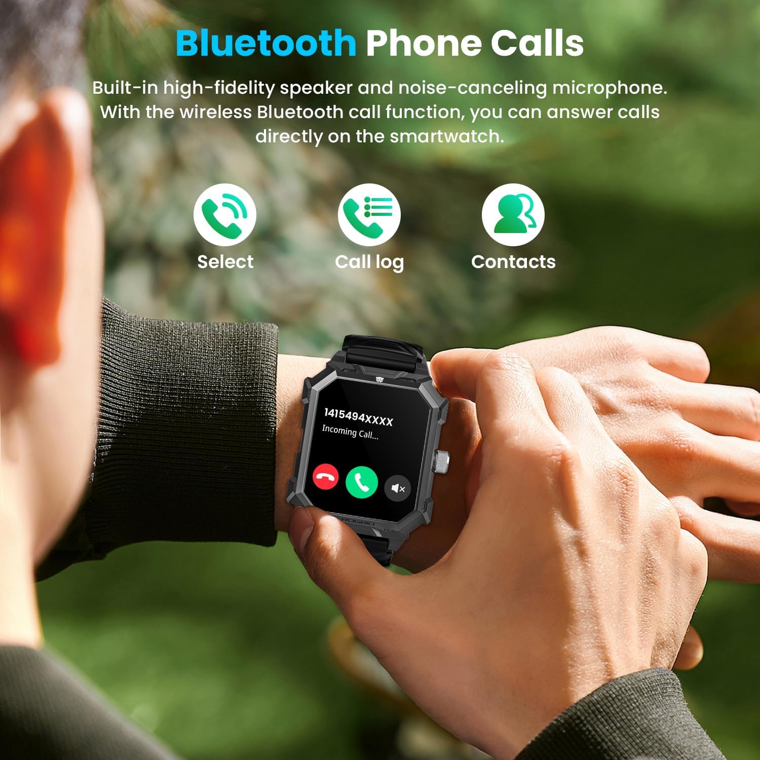Smart Watch for Men (Answer/Make Call) 1.96" Military Smartwatch 680mAh Battery IP69 Waterproof Smart Watches Fitness Activity Tracker With Blood Pressure Heart Rate Sleep Monitor for Android Phones