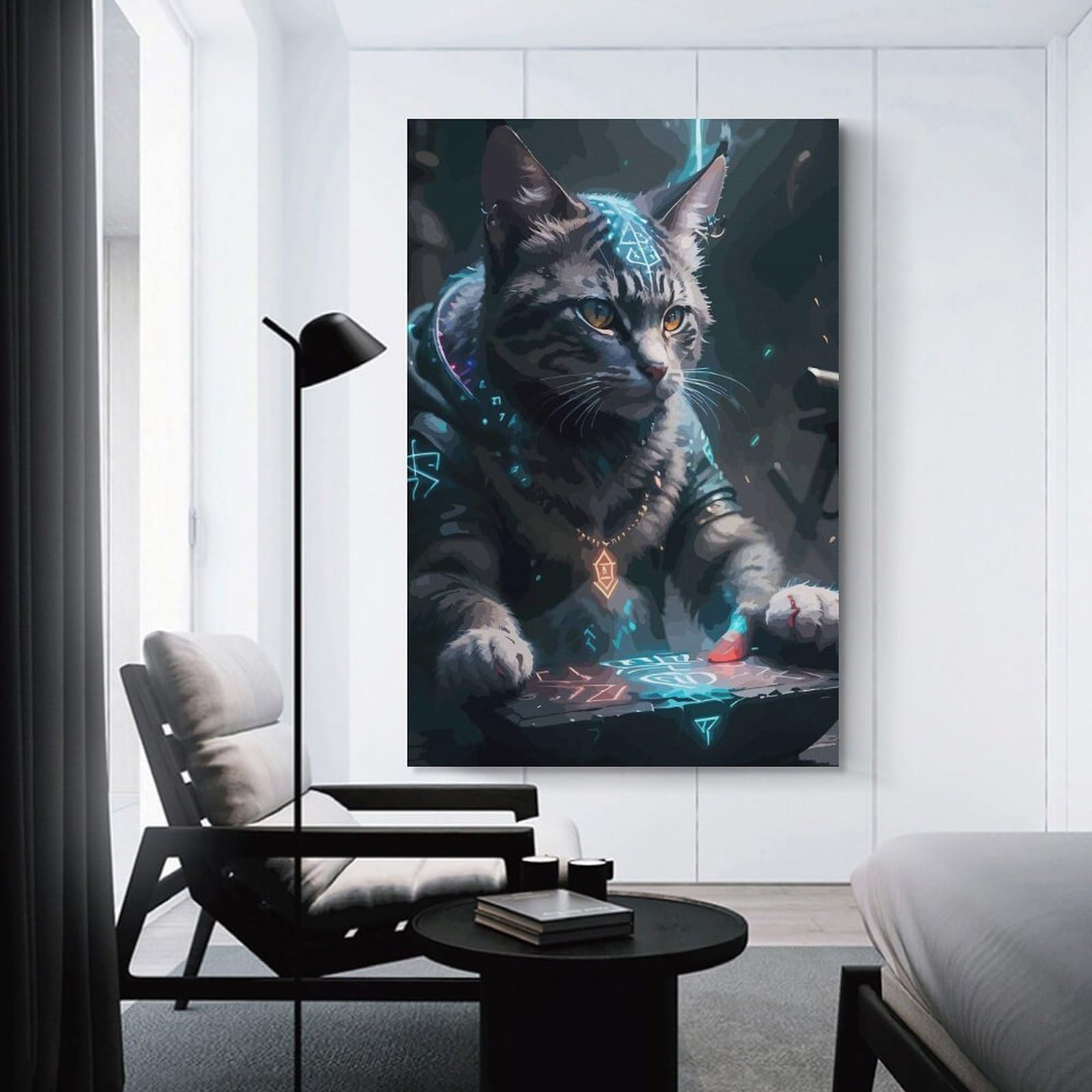 Junmoney Unframe-Cat Cat Canvas Wall Decor 12X18inch(30X45cm), For Study, Office Or Focused Interiors, Wall Art That Adds Style To Work Areas