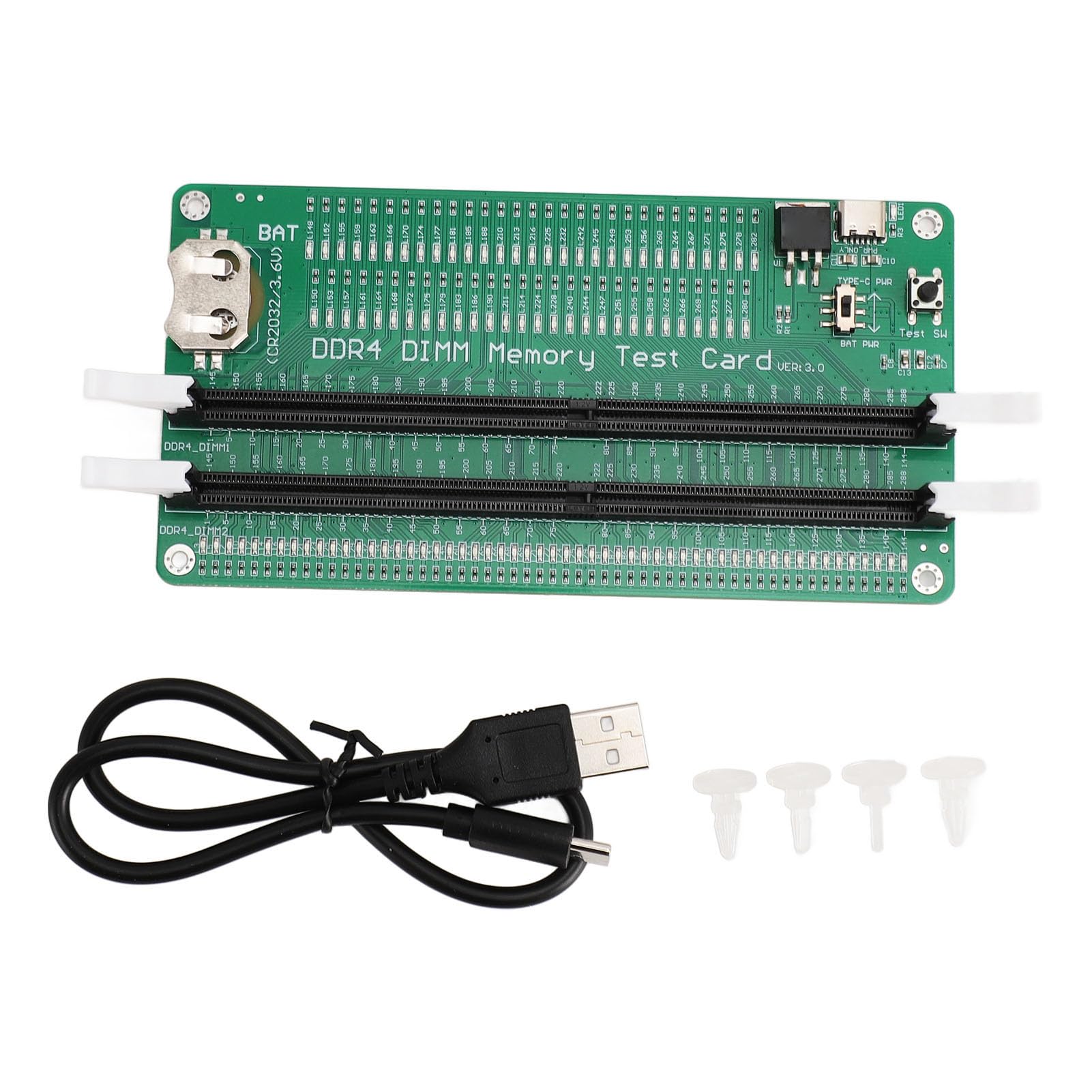 Testeur de Mémoire DDR4, Carte de Test de Mémoire DDR4 pour Ordinateur de Bureau avec Indicateurs LED, Analyseur de Diagnostic de Fente, Testeur de Mémoire RAM D'Ordinateur pour