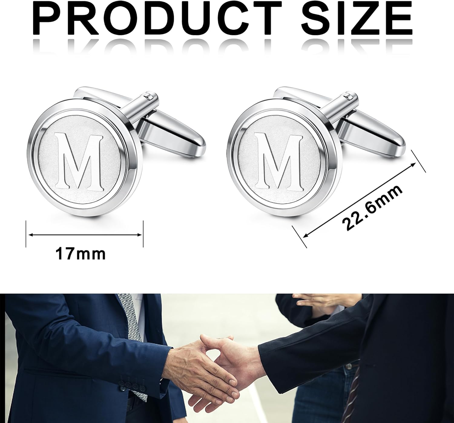 LOLIAS 3 Pairs Initial Cufflinks For Men Classic Mens CuffLinks Set Letter Cuff Links for Casual to Formal with Gift Box Silver Black 14K gold plated Cufflinks for Father Husband - Image 8