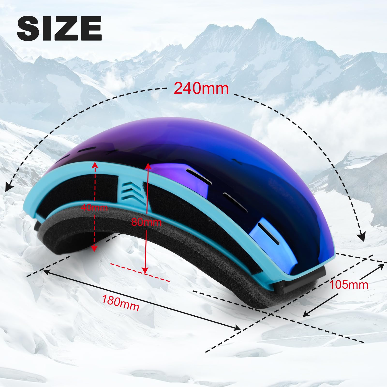 Trusiel Maschera Sci, Occhiali da Sci OTG, Anti Nebbia Anti-UV Maschera da Sci Donna Uomo, Occhiali da Sci Casco Compatibile per Sci Snowboard Sport Invernali