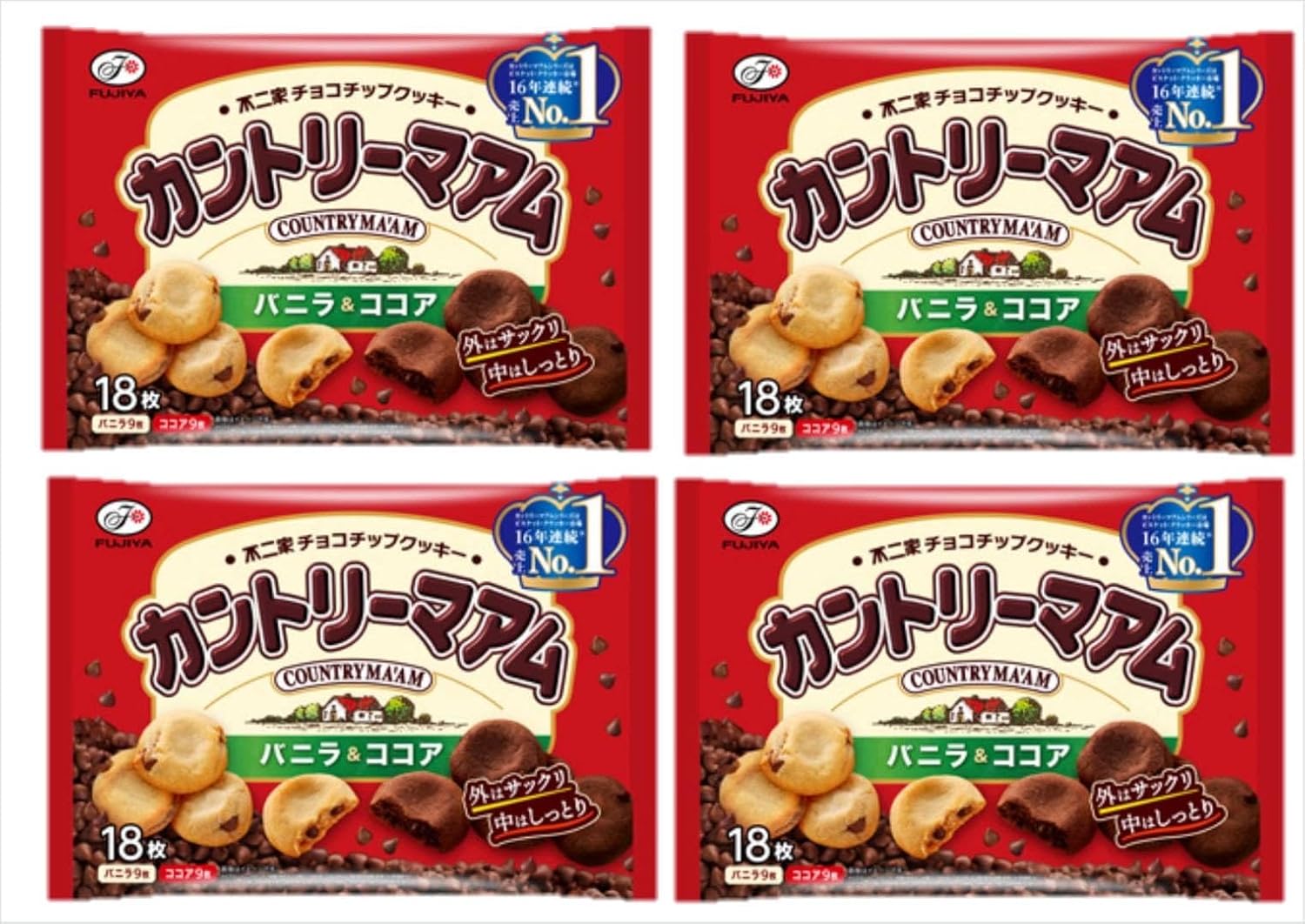 不二家 カントリーマアム（バニラ＆ココア） 18枚×4個