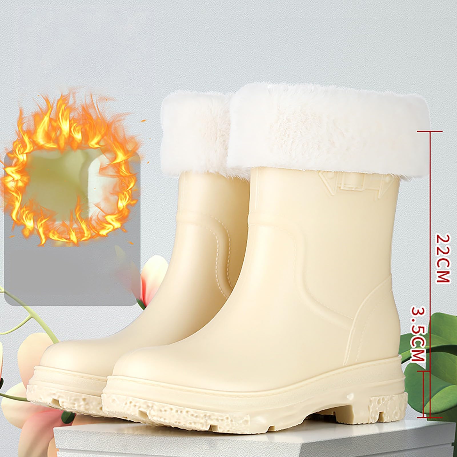 Genérico Botas De Agua Mujer Caña Alta, Botas De Agua De Mujer, Talla Grande Antideslizante Impermeables Ligero Galochas Holgados Cómodo Monocromo Casual Moda Botas Adecuado Para Clima Frío