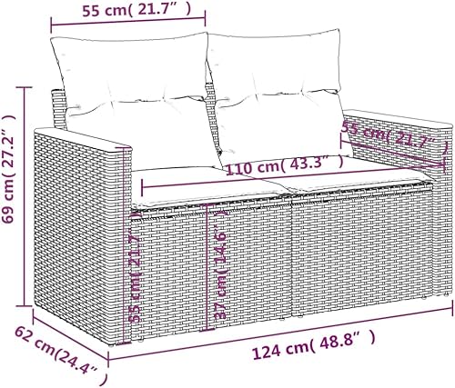 Miniatura 8 de 5 Piece Modular Garden Sofa Set in Grey with UV-Resistant Poly Rattan and Plush Cushions for Outdoor Seating Arrangement, Modern Patio Furniture