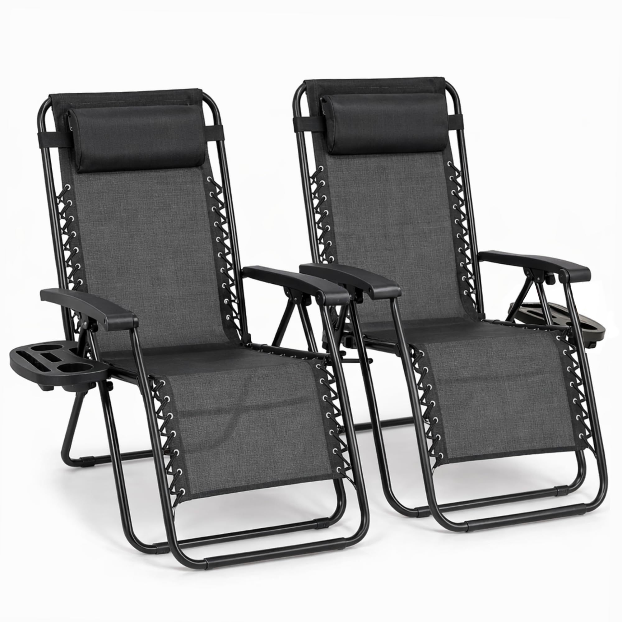 Straame Zero Gravity Chairs Set of 2,Folding Reclining Garden Chairs, Textilene Outdoor Chair, Lockable 170° Sun Loungers for Garden, Steel Frame, 150 kg Max Load (Classic, Mint)