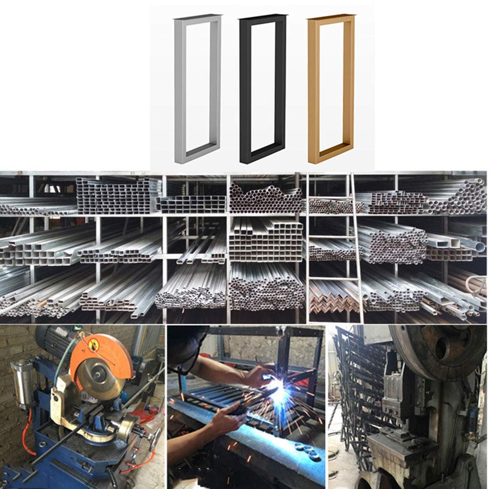 2 metalowe nogi stołu – nogi meblowe 100 cm – nogi do biurka, kuchnia stół do jadalni, bar, bieżnik stołowy, wysokie prostokątne nowoczesne metalowe nogi stołu, stopka, stopka ochronna, wysokość 100