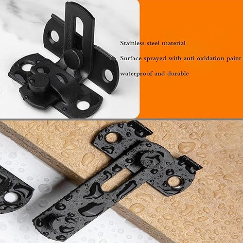 Miniatura 5 de Cerraduras de cerradura de puerta de granero abatibles  Cerradura de 90 grados para mayor seguridad en tu hogar, adecuado para baño, garaje,