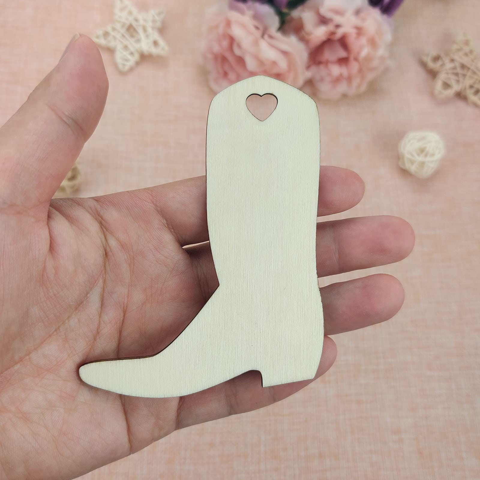 100 Sagome In Legno A Forma Di Stivali Da Cowboy STOBOK: Mini Ritagli Non Finiti Per Decorazioni Fai Da Te, Feste Western E Crafting - 4