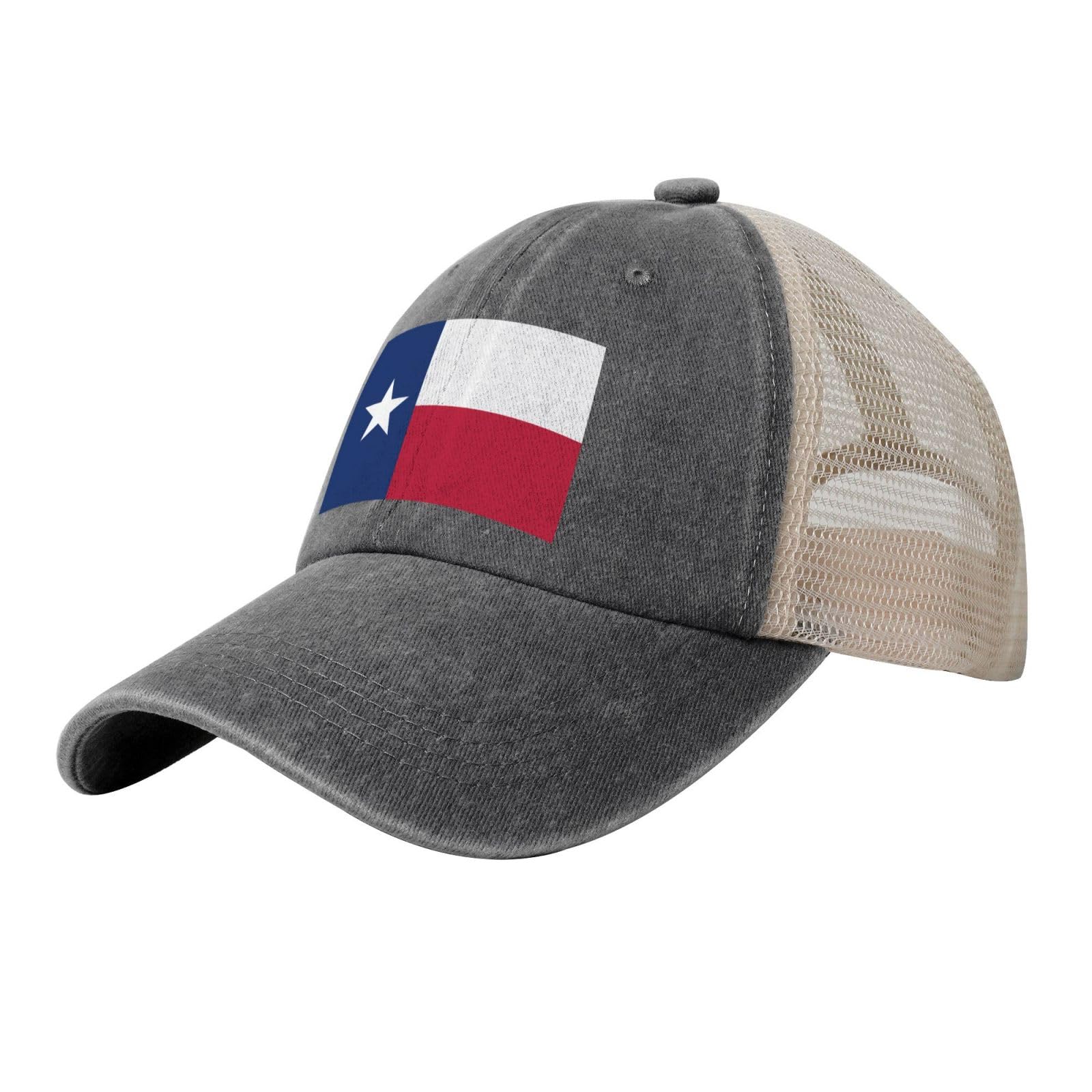 Ymlhaq Unisex Deep Heather Flag Of Texas Mesh Trucker Hat Mesh Snapback,Trendy Cowboy Cap For Sports And Headwear, One Size