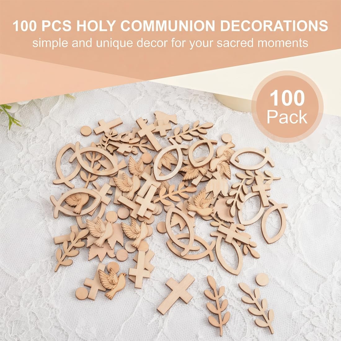 100 pièces de décoration en bois pour baptême, convenant aux fêtes prénatales, baptêmes, fêtes de garçons/filles et autres occasions