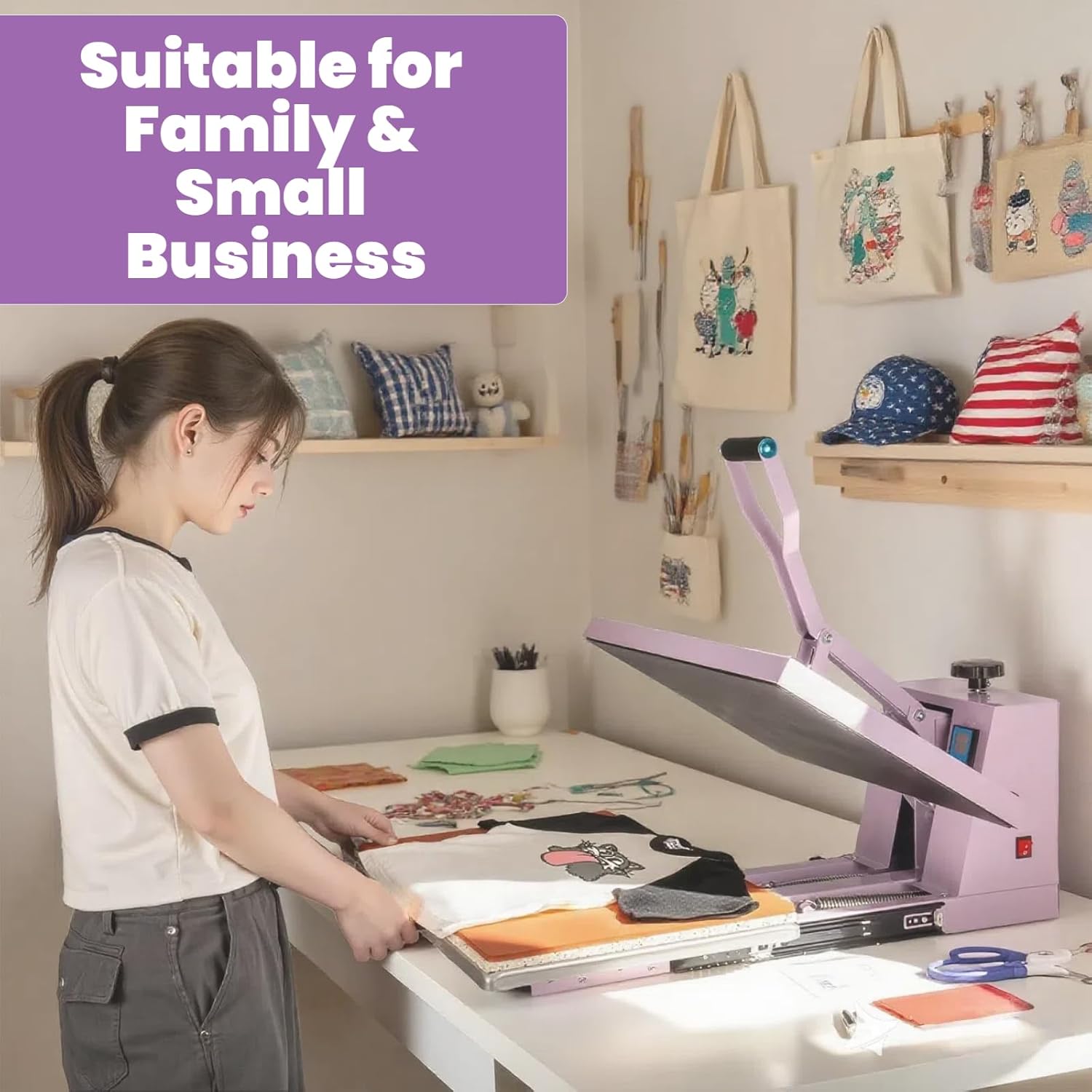 16x24 Heat Press Machine for T Shirts, 1.8-2kw, 72.77lbs High Pressure, Slide Out Sublimation Heat Transfer Press Suitable for Small Business or Family. (Purple, 16x24 Manual)