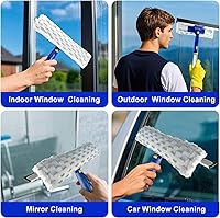 Vista 6 de ITTAHO Limpiador de escobilla de ventana de 53 pulgadas, kit de herramientas de limpieza de ventanas 2 en 1, kit de lavado de ventanas con poste