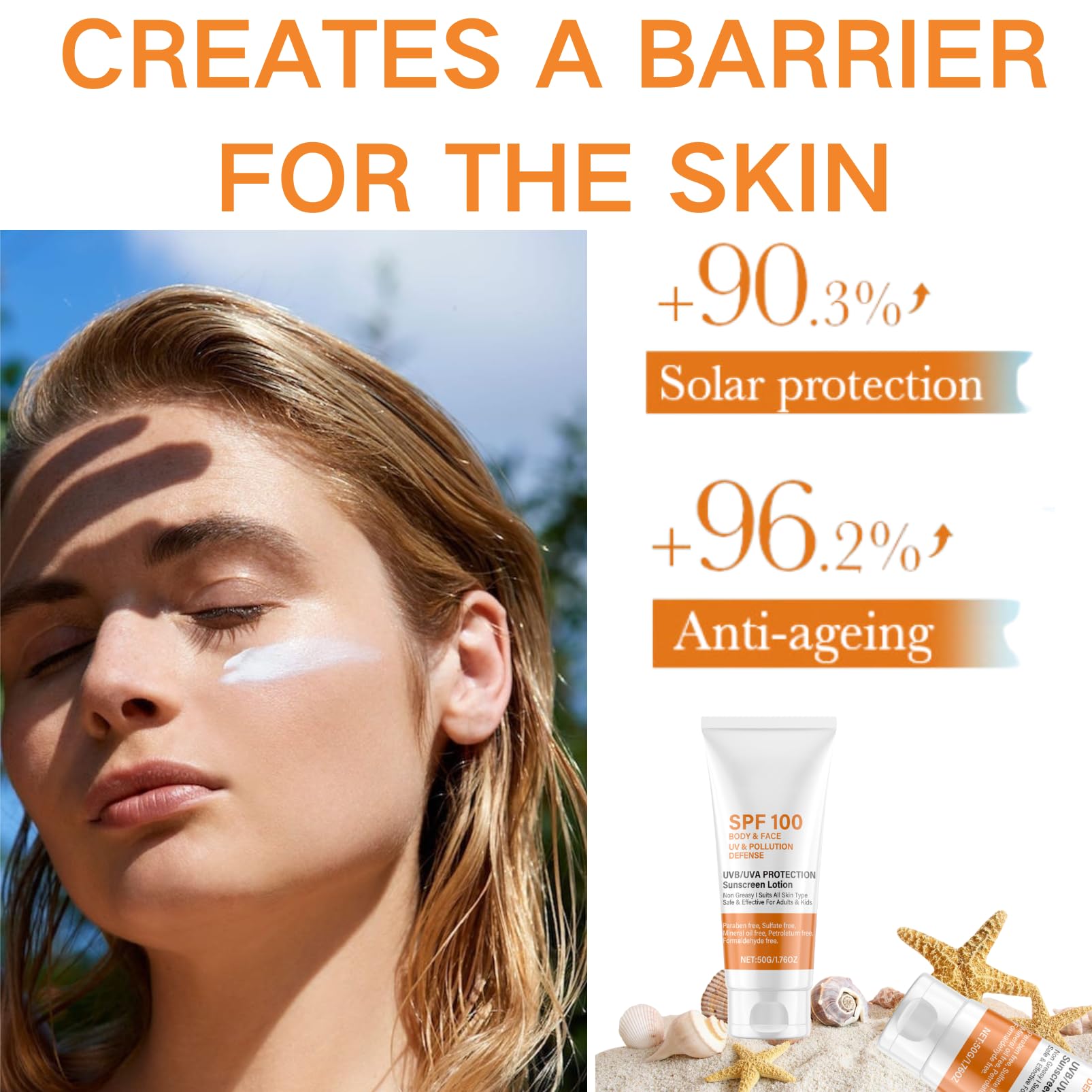 Sunscreen Spf 100 - Face Sunscreen - Waterproof Sun Cream with Spf 100 - UVB/UVA Protection Fator 100 Sun Cream - Spf 100 with Moisturiser anti Wrinkle Prevent Sunburn&Taning - Image 3