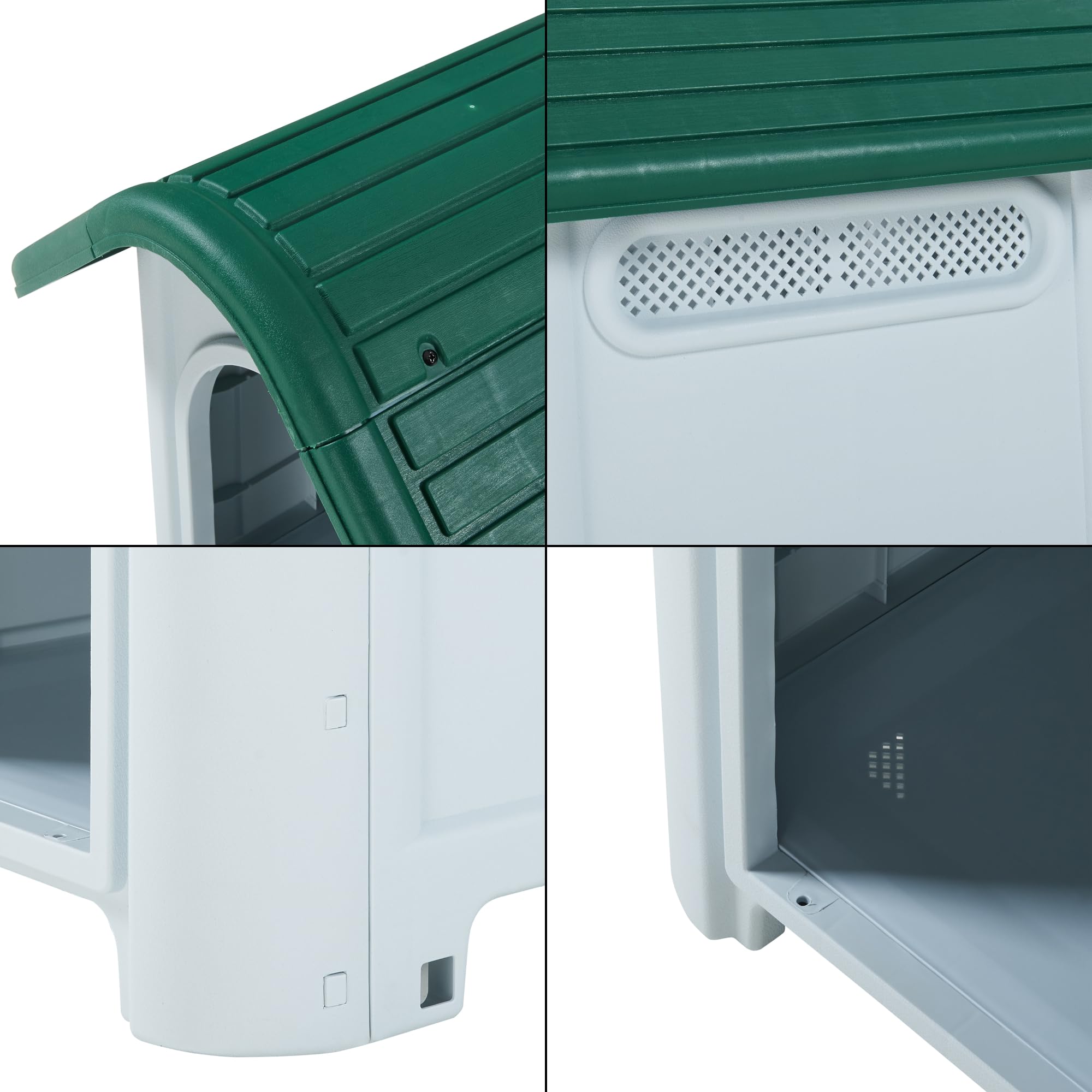 [en.casa] Cuccia per Cani di Piccola Taglia in Plastica Casetta da Interno e Esterno con Prese d'Aria e Pavimento Rialzato 75 x 59 x 66 cm - Bianco/Verde
