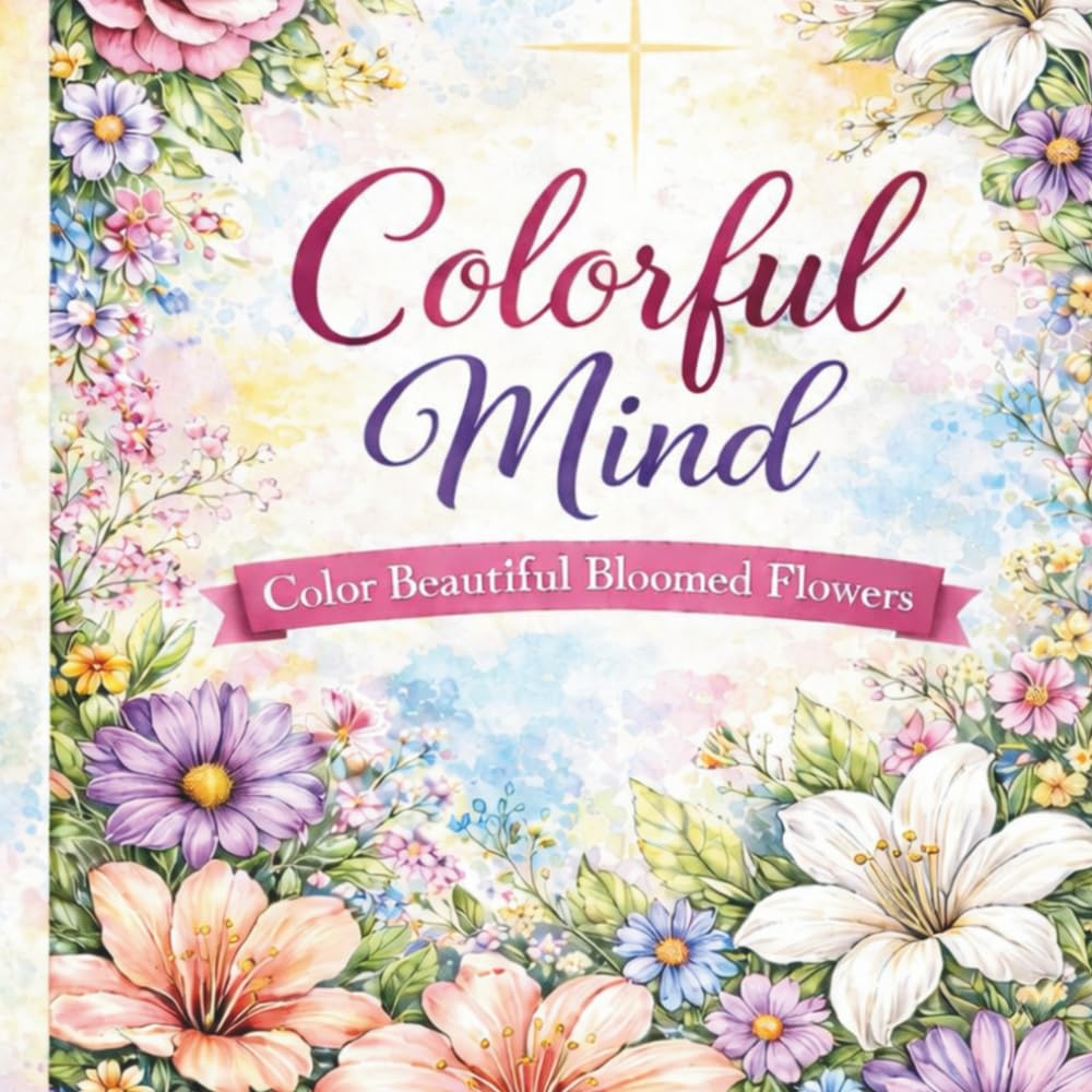 Colorful Mind:: A Faith-Based Adult Coloring Book of Beautiful Bloomed Flowers for Relaxation, Mindfulness, and Stress Relief