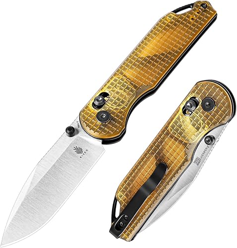 Miniatura 10 de Kizer Cuchillo de bolsillo Assassin, hoja de acero de 3.04 pulgadas de 60.6 in, cuchillo plegable, fibra de carbono negra y mango G10, cuchillo EDC