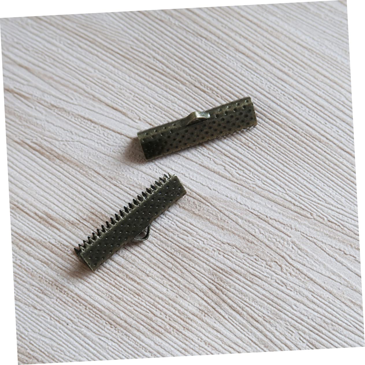 TEHAUX Metal Fastener Clasps Textured Crimp End Clamps Cord Ends Buckles Zipper Clips 1.3cm Plated for DIY Jewelry