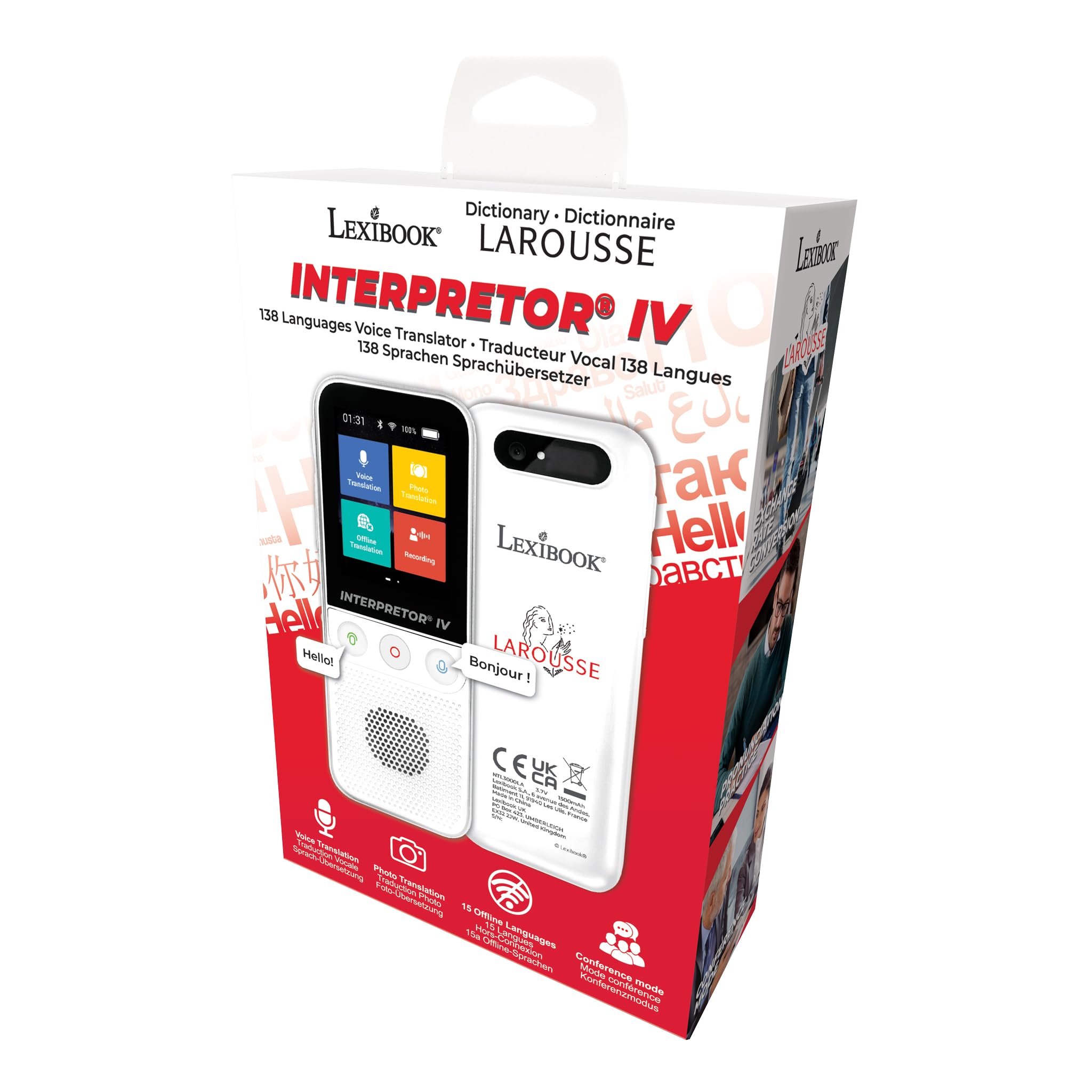 Traducteur Vocal LEXIBOOK Interpretor - 75 Langues Instantané IA Avec Micro Double