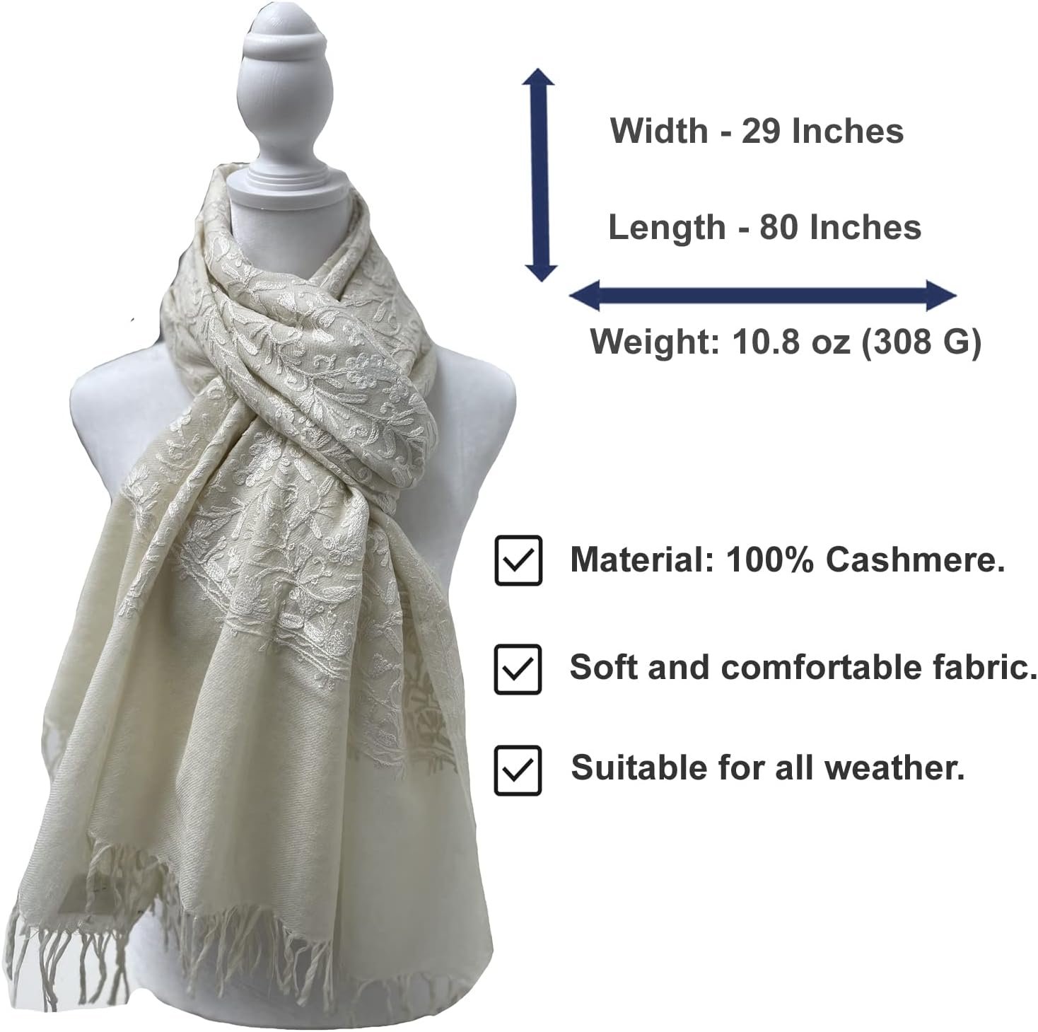 Scarves for Women with Embroidery work Woolen Scarf Shawl very soft and Exclusive in Many Color Combinations