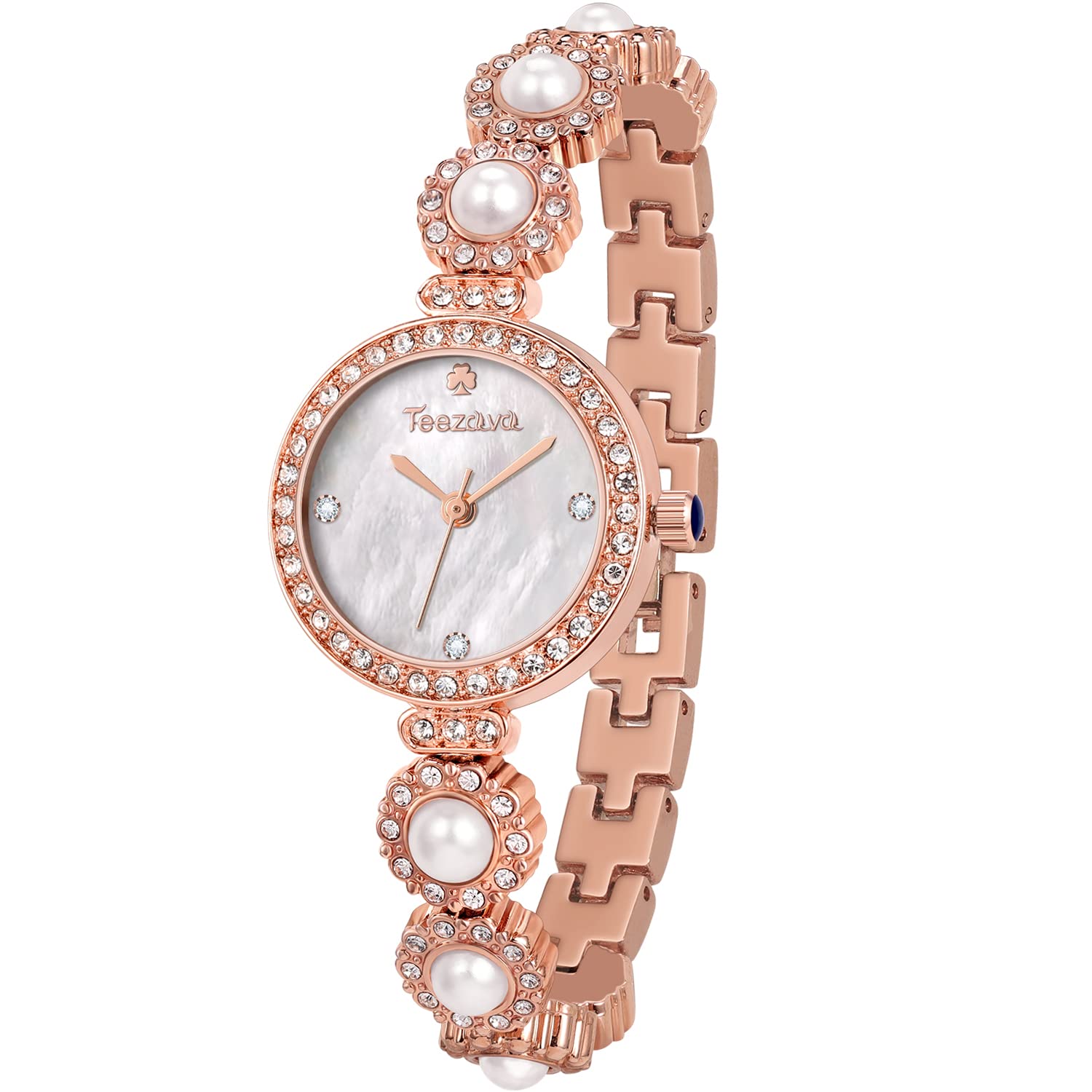 ManChDa Ladies Watches for Women Pearl Bracelet Watch Jewelry Mother of  Pearl Dial Women Watches Leather Gift Box Crystal Diamond Analogue Quartz 