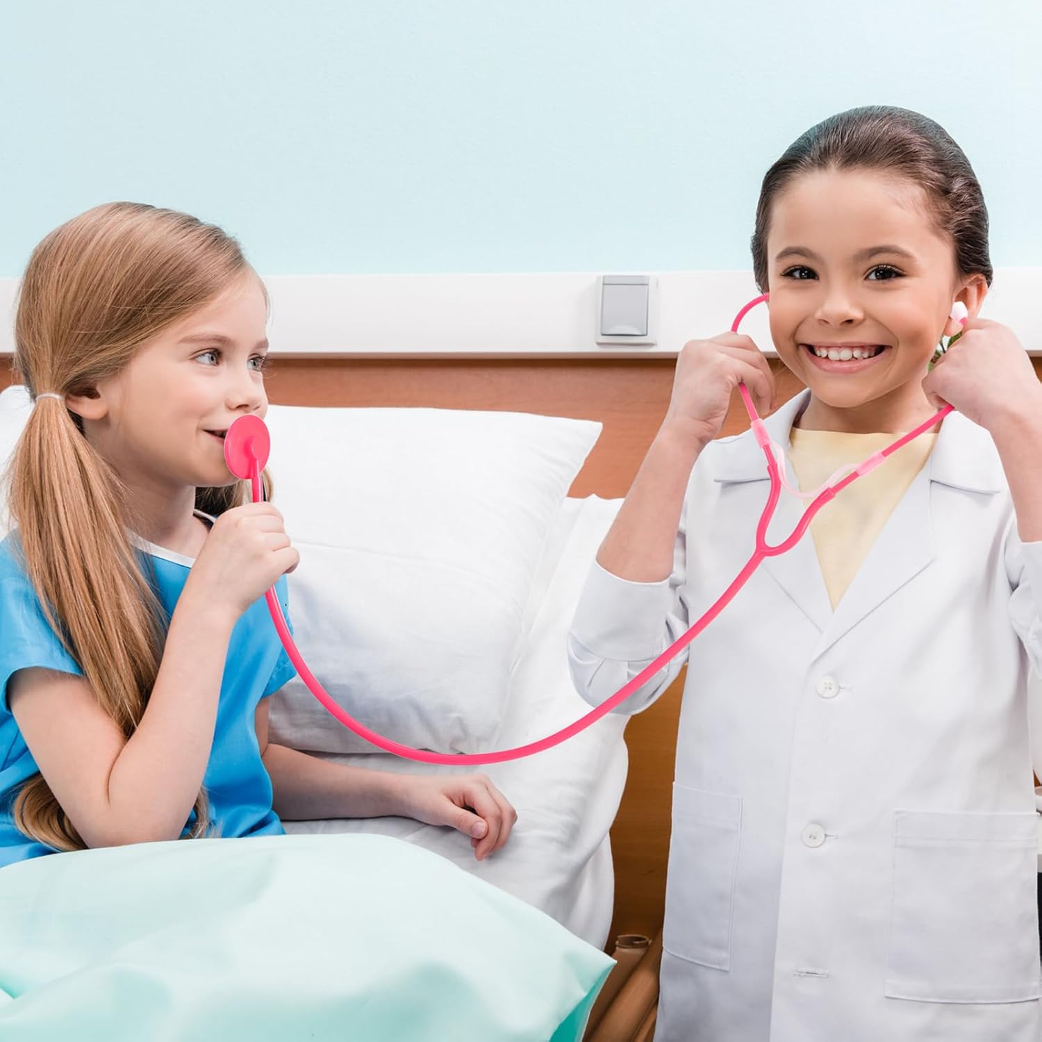 20 Pcs Kids Stethoscope Toy Real Working Plastic Stethoscope for Kids Role Play Girls Boys Doctor Nurse Accessories Costume School Career Day Cosplay(Blue, Pink)