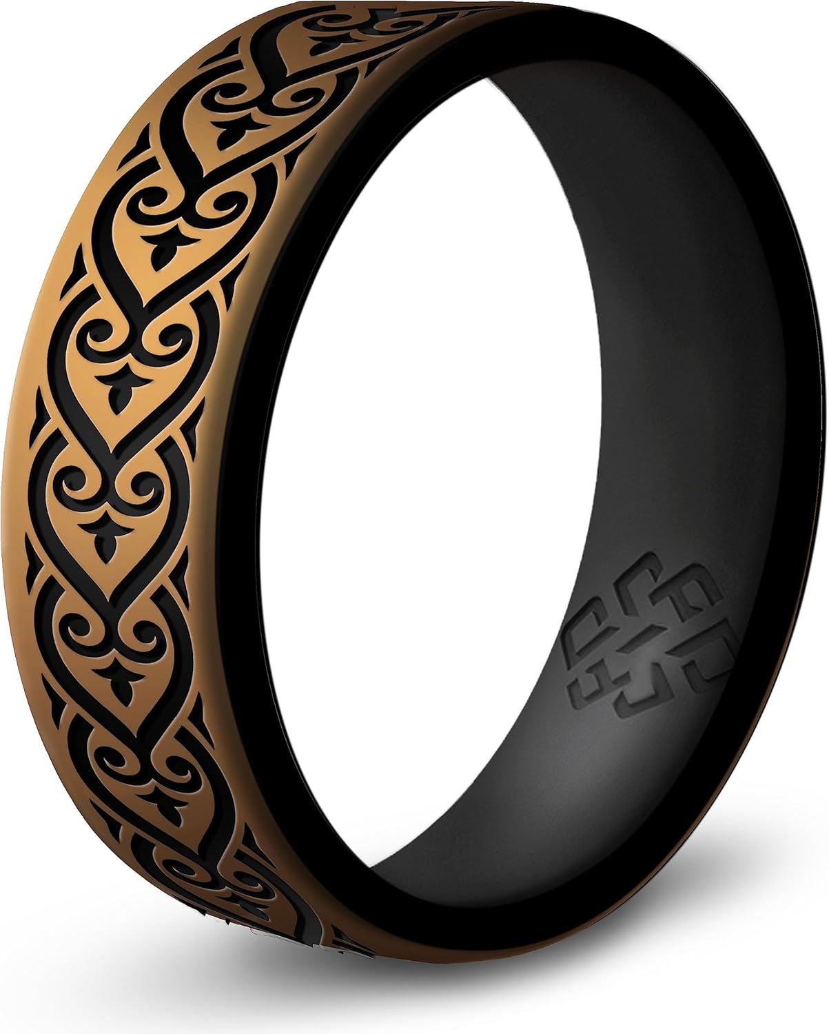 Knot Theory Henna Crown, Root, Heart Silicone Ring for Men Women - Dual Layer Engraving - Breathable Comfort Fit 6mm Rubber Wedding Band
