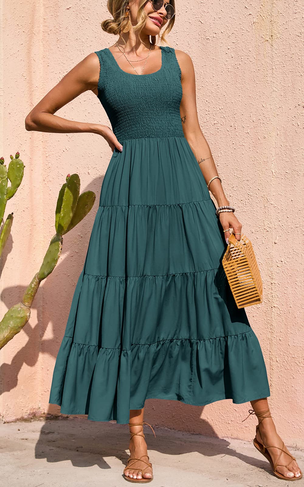PRETTYGARDEN Tank Summer Dresses for Women Maxi Dress Vestito Casual Donna (Pacco da 1)