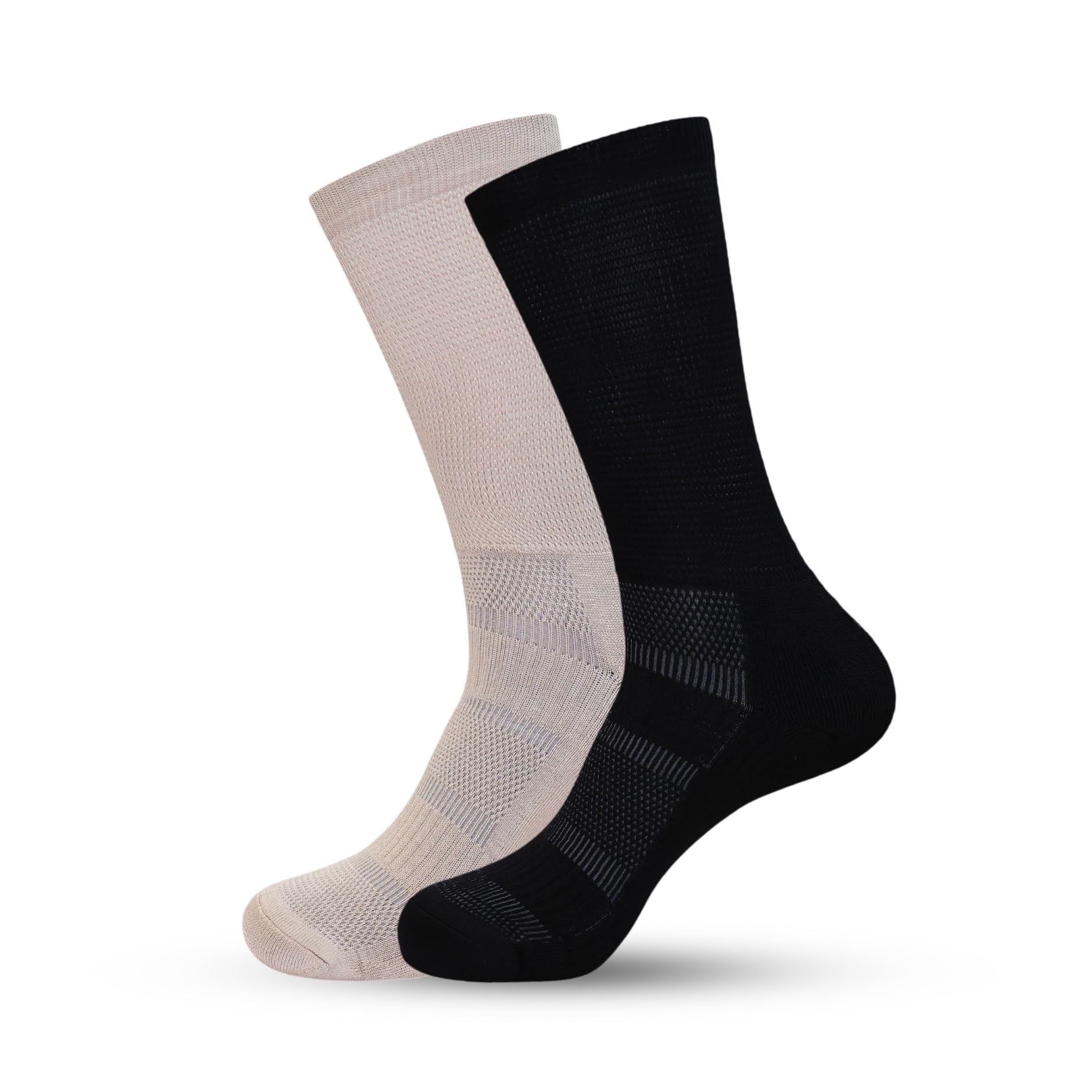 corbel Bamboo Diabetic Crew Socks -Black and Beige (Pack of 2)-picture-29