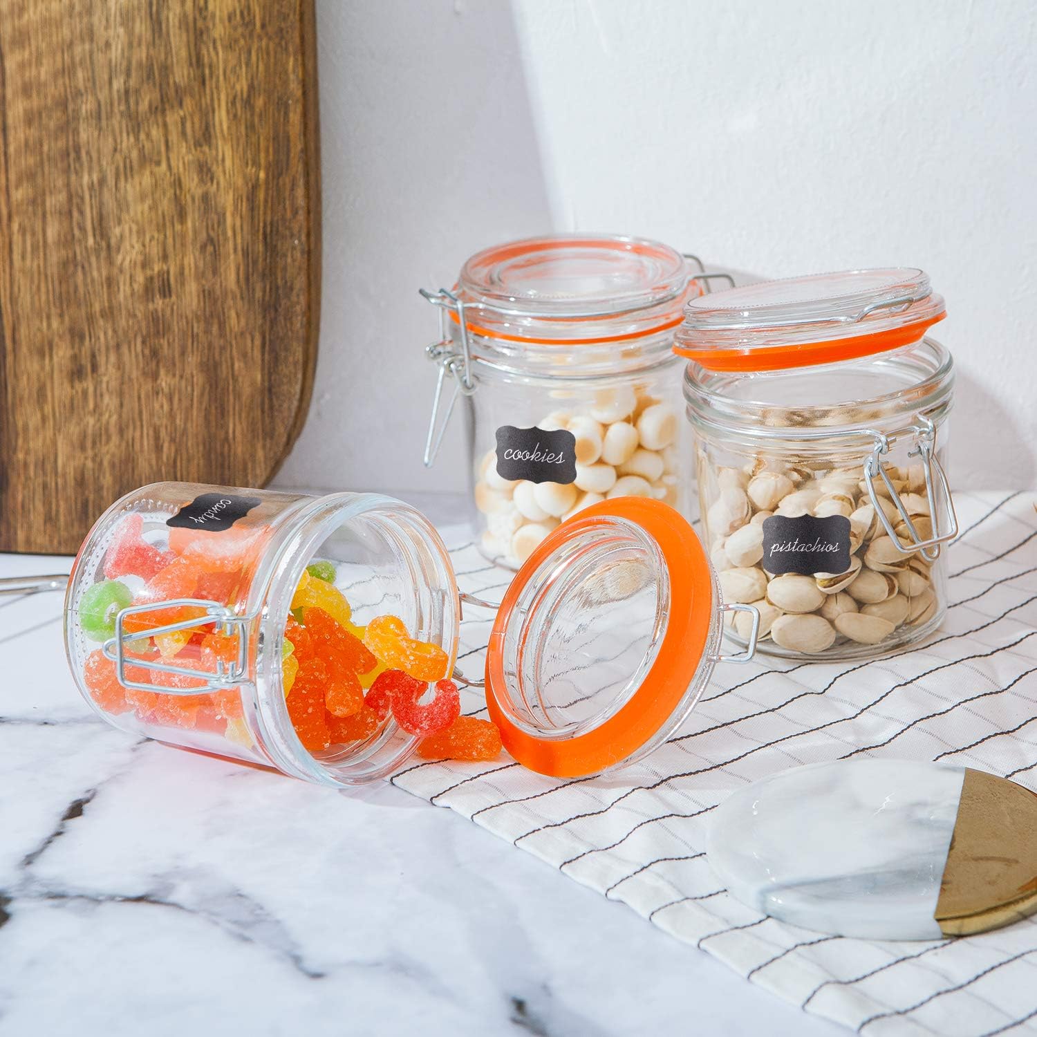 Encheng Glass Jars With Airtight Lids, Mason Jars 8 oz,Glass Jar With Leak Proof Rubber Gasket 250ml,Storage Jars With Hinged Lid for Home and Kitchen,12 Pack - Image 6