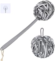 Vista 9 de VANZAVANZU Juego de esponjas de lufa exfoliantes para el cuerpo, esponja de plástico antideslizante de 17 pulgadas con mango de esponja de ducha