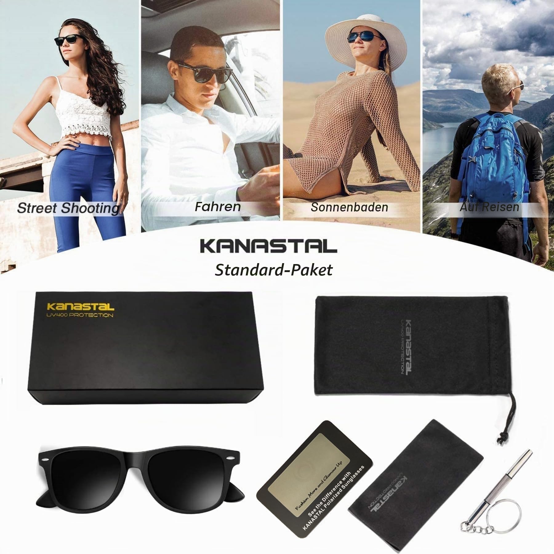 KANASTAL Polarisiert Sonnenbrille Herren und Damen Retro Klassische Rechteckig Sonnenbrille UV400 Schutz für Fahren Wandern Golf Angeln Outdoorsport