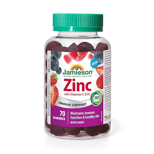 Jamieson Zinc Gummies Mixed Berry 70 Count