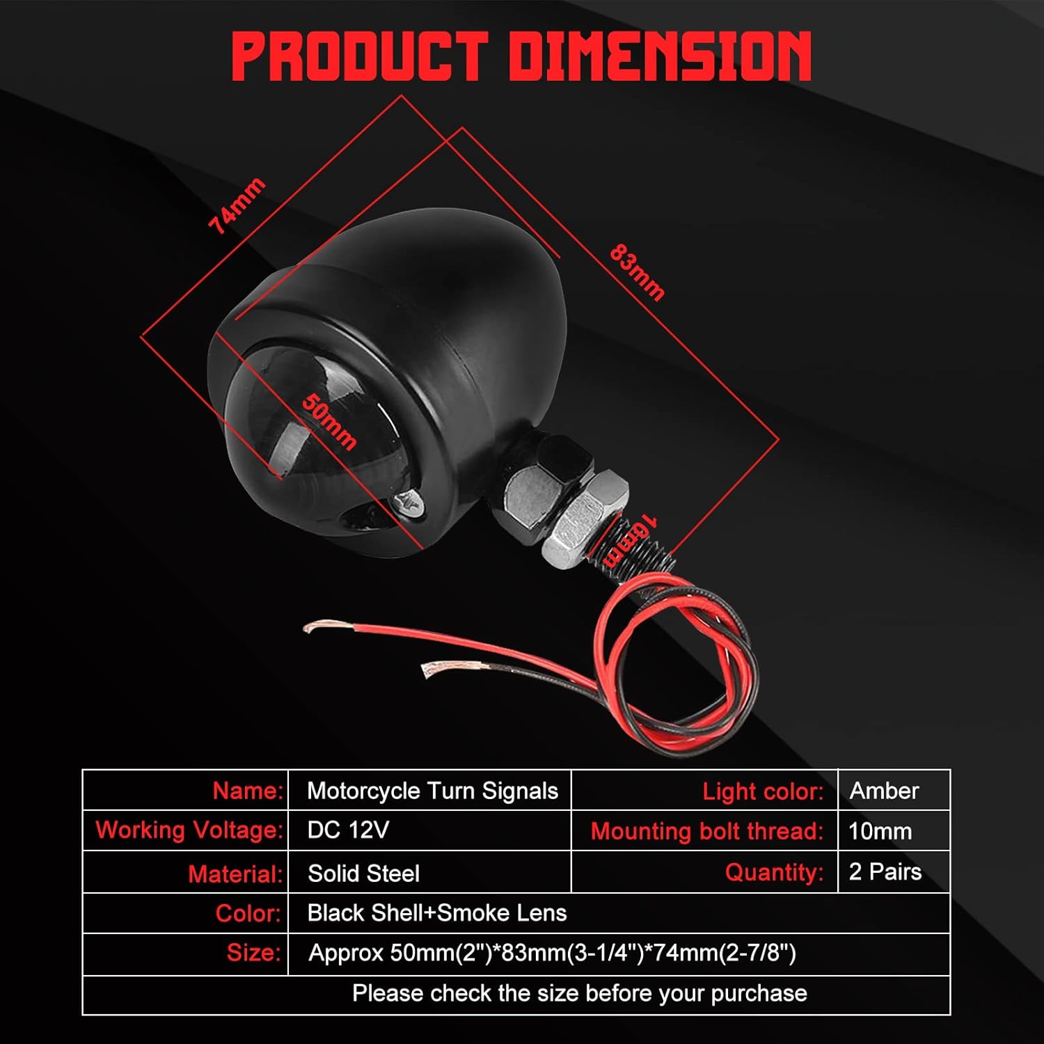 INNOGLOW Motorcycle 4PCS Turn Signal Lights Amber Universal Incandescent Lens Indicators Blinkers Lights for Custom Suzuki Kawasaki Harley Davidson Choppers Cruisers
