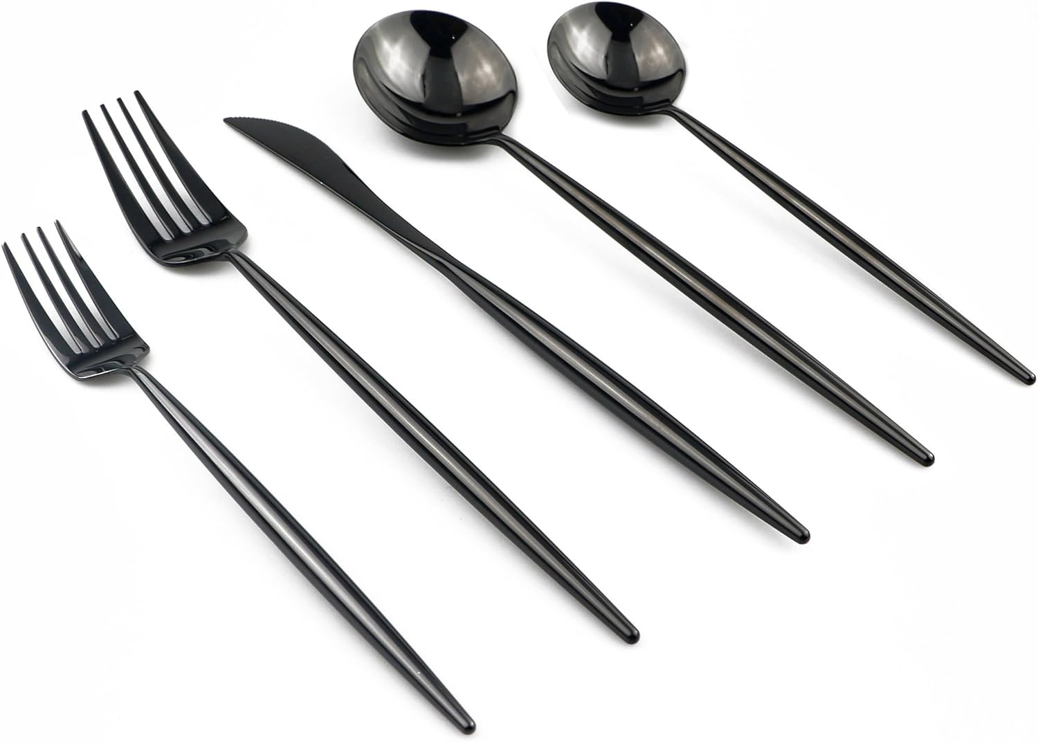 JANKNG 5Piece Flatware Set, 18/10 Stainless Steel Dishwasher Safe, Mirror Polishing