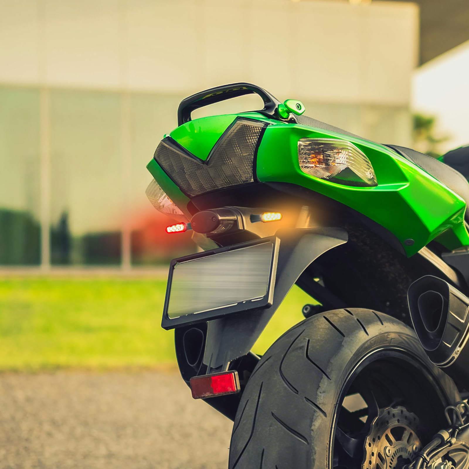 evermotor Mini 3-Perlen-Design LED Blinker Motorrad E-geprüft,CNC Aluminium Gehäuse,12V 4 Stück, mit Positionslicht,Universal für E-Bike/Scooter,2x Amber & Weiß,2x Amber & Rot