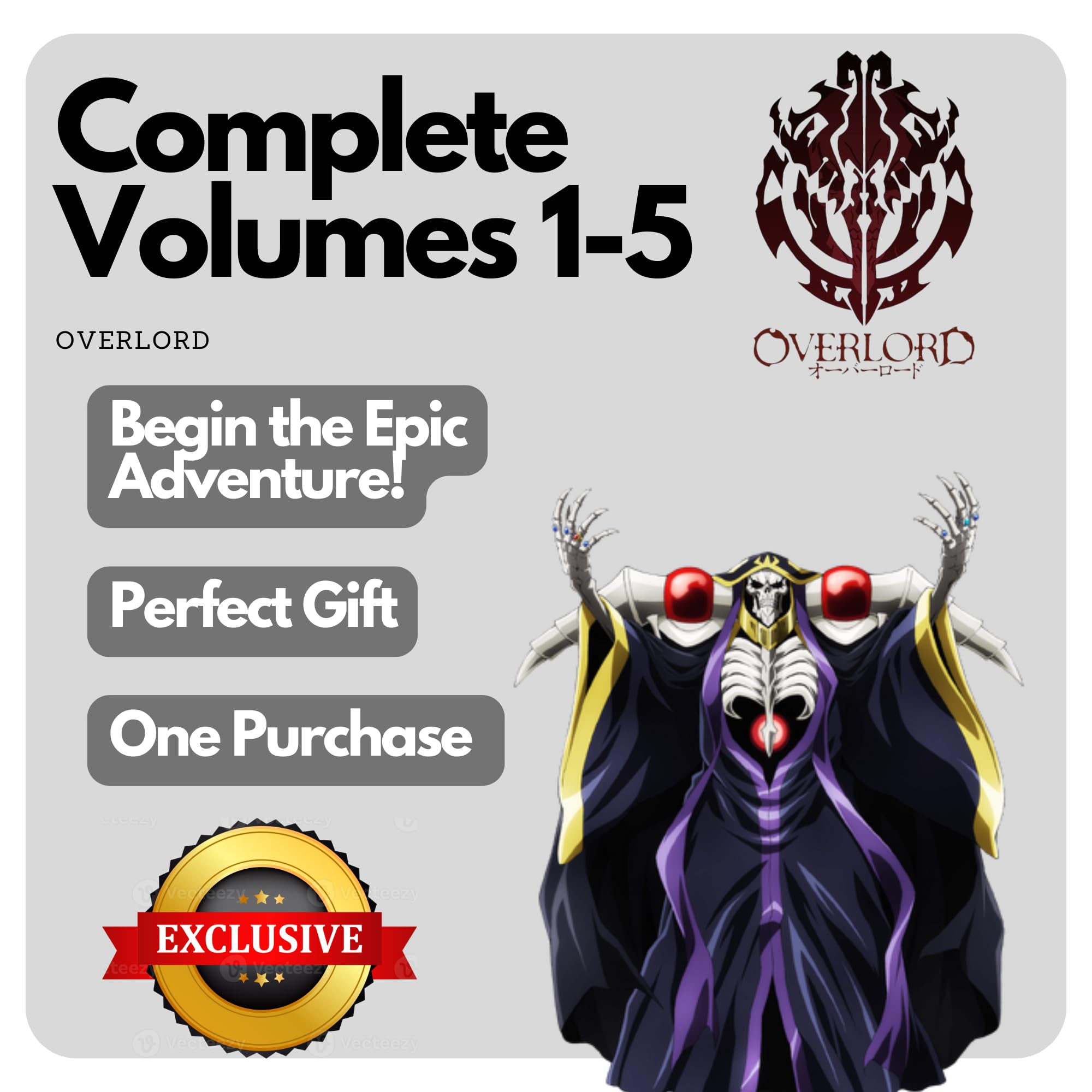 Overlord 1-5 Light Novel Collection Set by Kugane Maruyama | Ultimate Light Novel Bundle | English Language Edition | Collector’s pack | Illustrated by So-Bin | Special Edition | Box Set