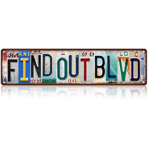 TREEPERI Vintage Find Out Blvd Street Sign Wall Decor Metal Tin Signs for Bar Home Bedroom Garage