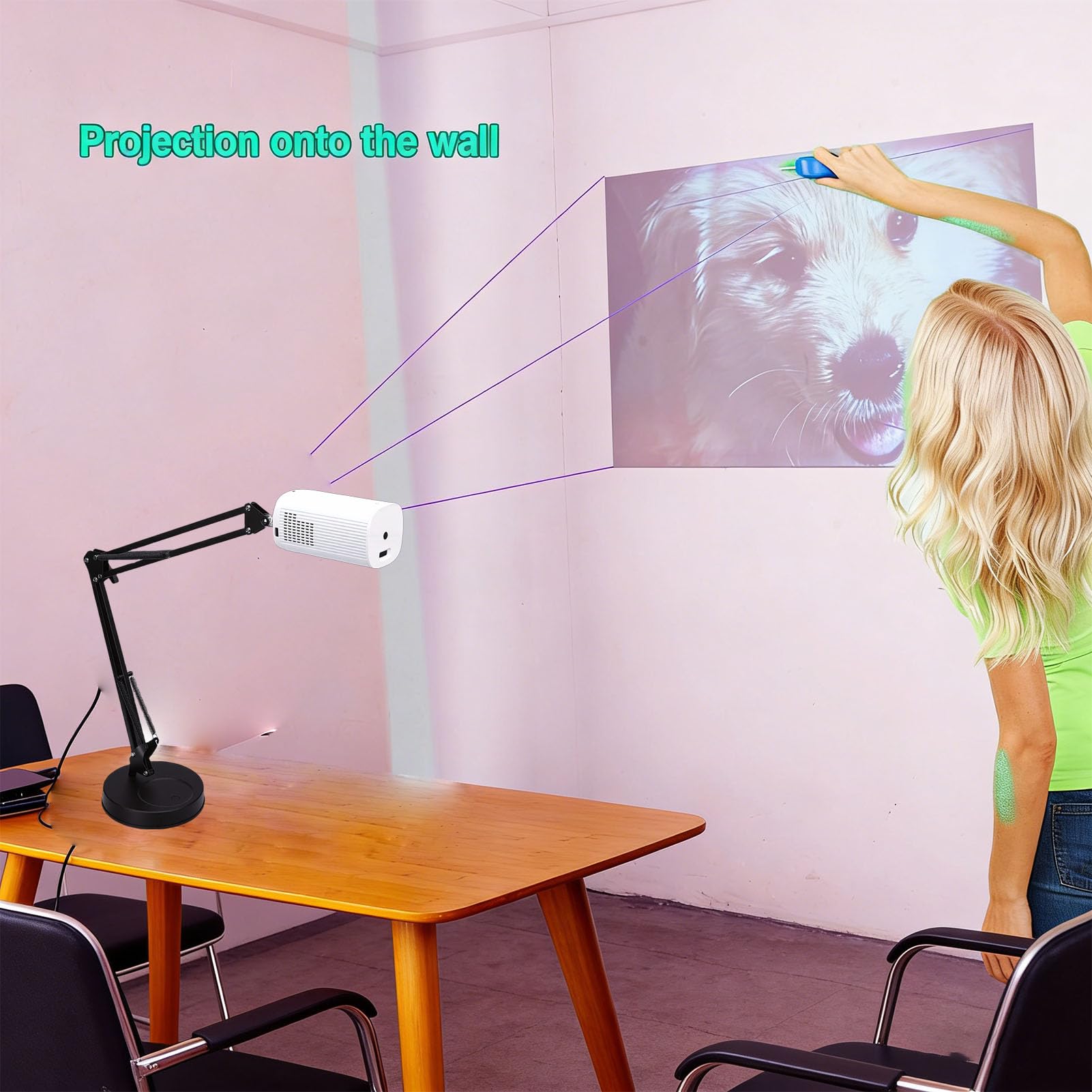 Proiettore Artistico da Tracciare, Proiettore da Disegno HD 1080P per Pareti e Tele con Supporto Regolabile, di Schizzi per Artisti, Bambini, Torte, Biscotti (Ferro, plastica 2)